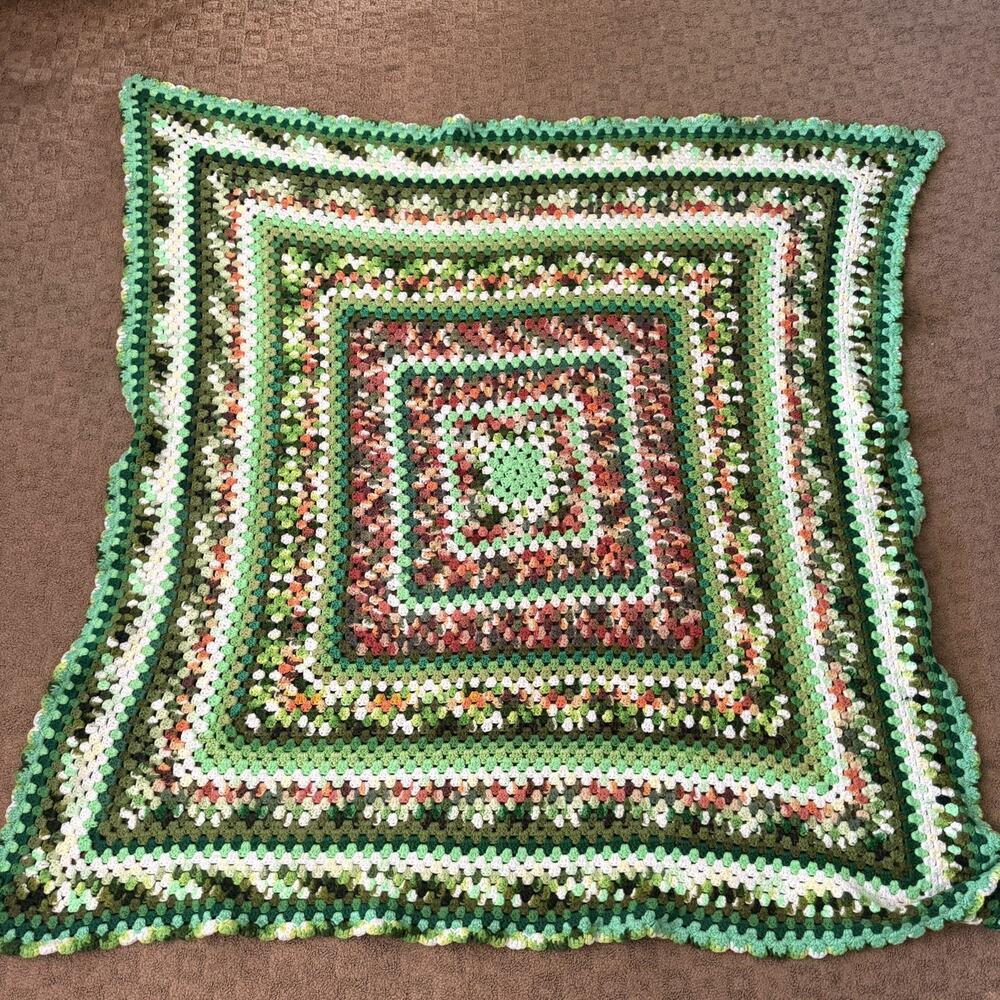 Handmade Crocheted Granny Square Twin Blanket Couch Throw 51x51